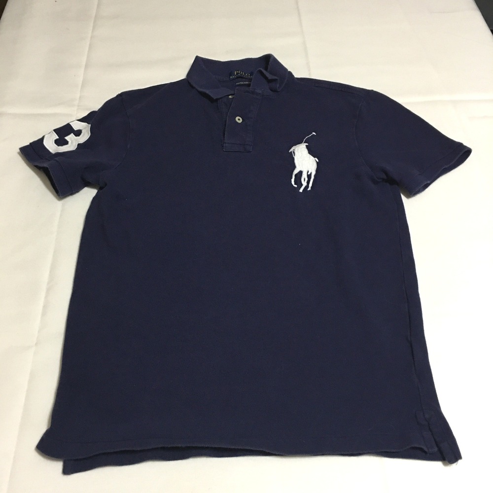 Polo Ralph Lauren Polo Shirt Mens Small Navy Blue Big Pony Custom Slim Fit